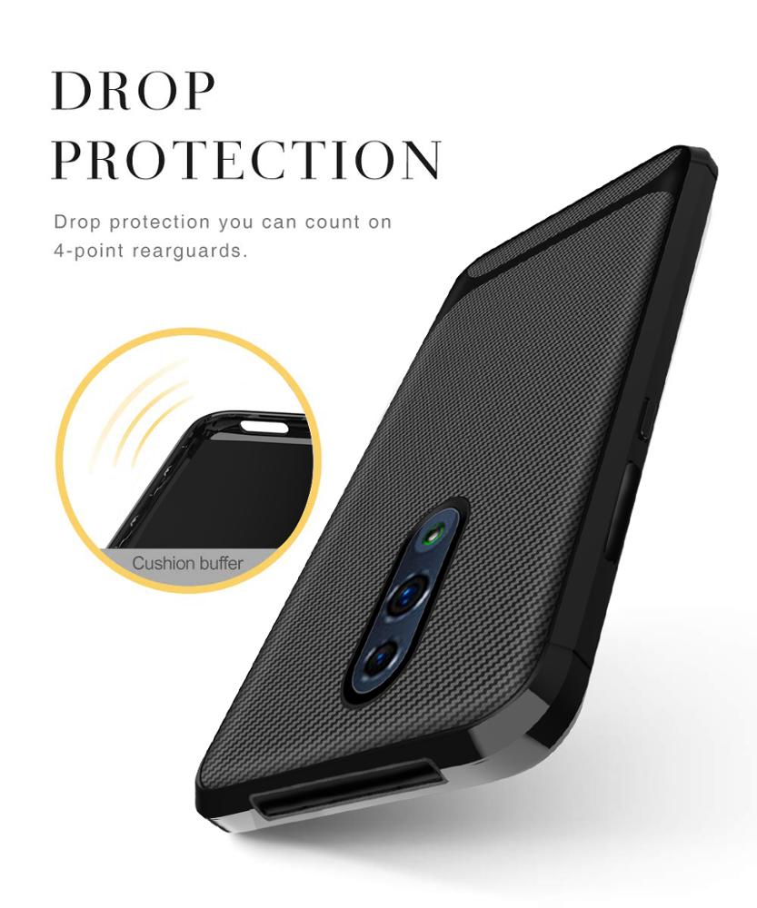 Carbon Fiber Silicon Back Cover For OPPO Reno Phone Case
