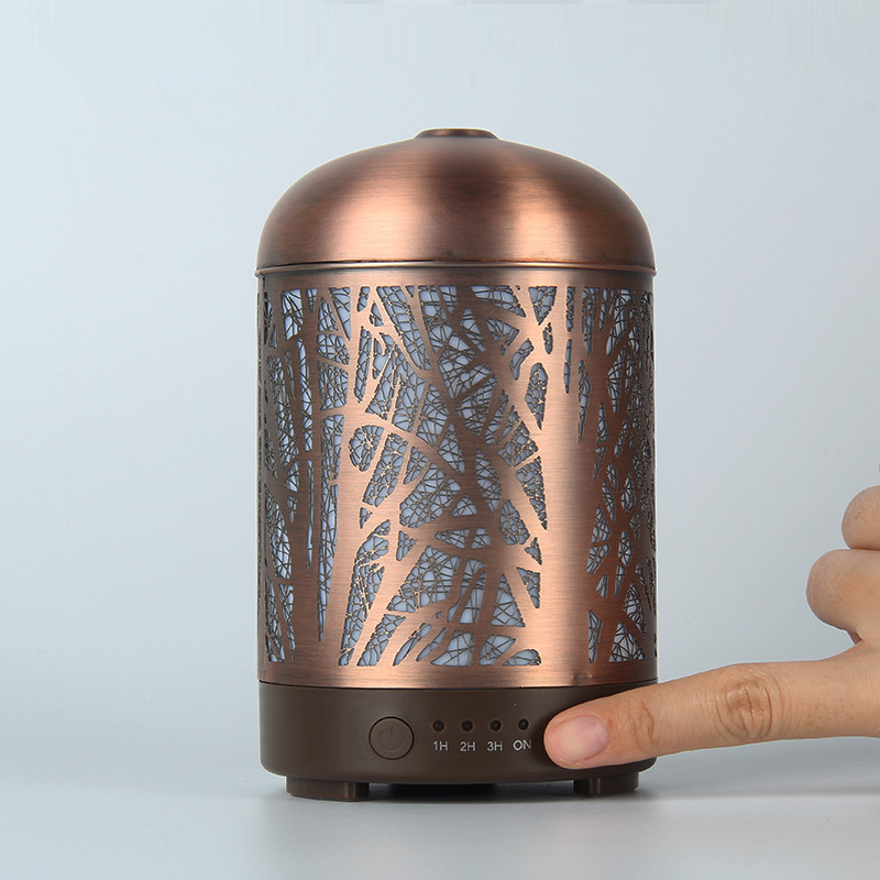 100ml Metal Aroma Diffuser with Colorful LED Lights tranquility ultrasonic aroma humidifier, rosemary essential oil diffuser