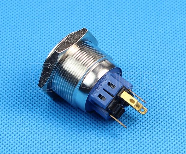 6Pin Momentary Flat Button Ring Illuminated Waterproof Metal 25MM Metal Push Button