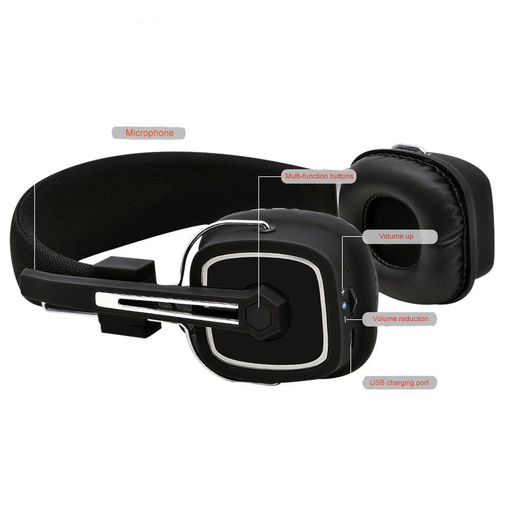 2019 New Wireless Bluetooth Call center Headset with Retractable Microphone