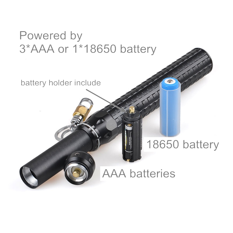 Baton Flashlight 18650 Battery Powered Telescopic Bat Flashlight