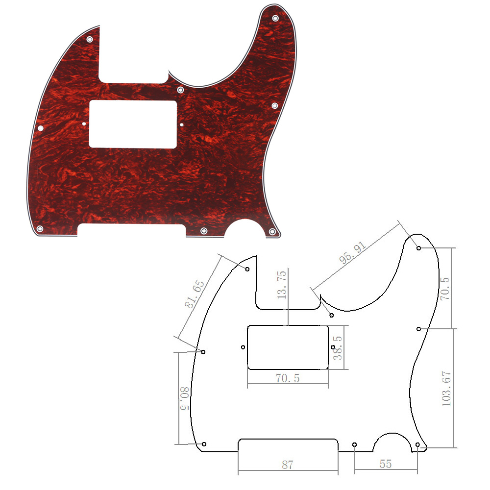 High Quality 3 Ply PVC Electric Guitar Pickguard Anti-Scratch Plate with 70 * 38mm Double Coil Pickup Hole 2 Colors for Option