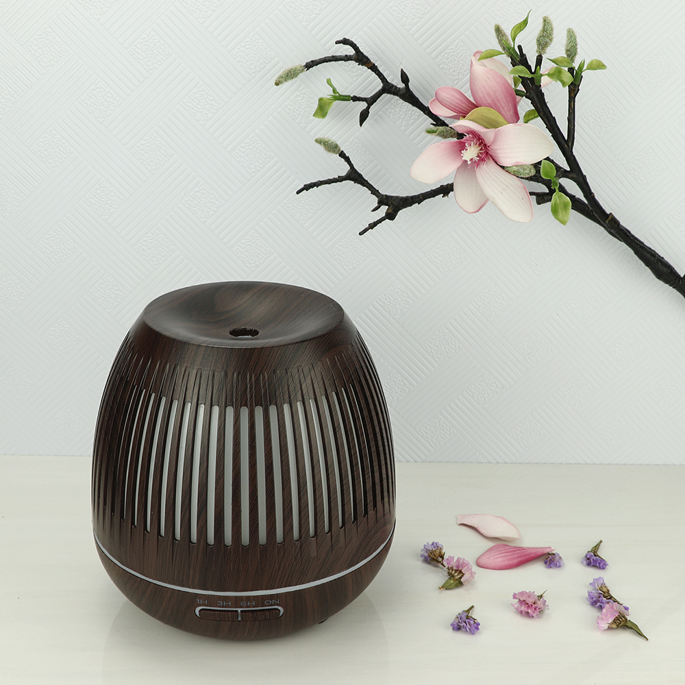 400ml Wood Grain Aromatherapy Diffuser Ultrasonic Cool Mist Humidifier with Timer, Color LED Lights and Waterless Auto Shut-Off