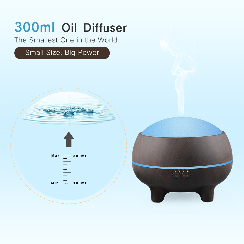 Amazon Hotsale Plastic Aroma Diffuser with Bluetooth Speaker 300ml Aroma Essential Oil Diffuser