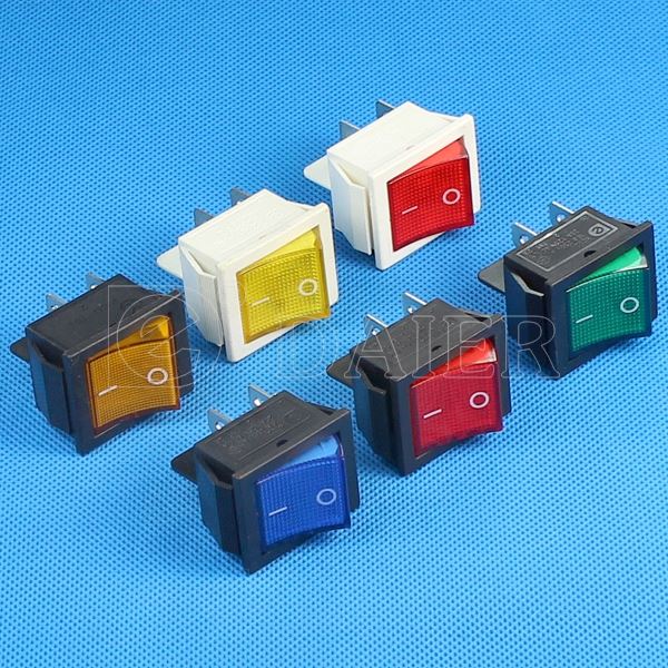 20A 125VAC Double Pole 4PIN ON OFF White Rocker Switch LED Red