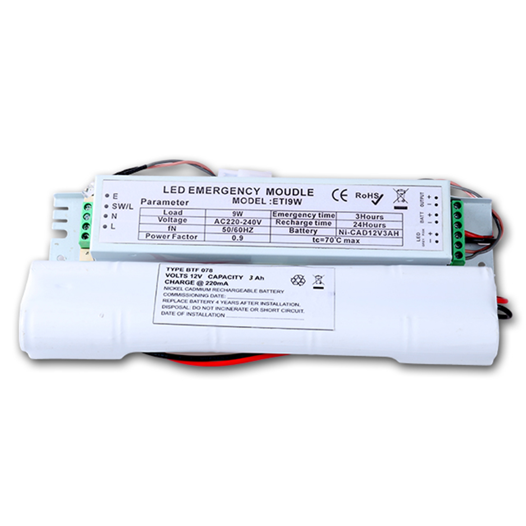 Kejie 9W/18W/20W/24W/25W/30W/40W DC220V output led emergency module with 1-3H battery backup