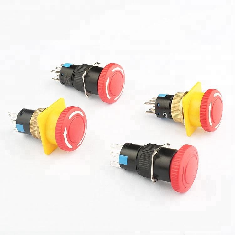 16mm single pole alternate emergency stop rotary switch with warning ring