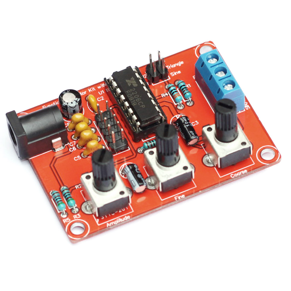 Function Signal Generator DIY Kit Sine/Triangle/Square Output 1Hz-1MHz Signal Generator Adjustable Frequency Amplitude XR2206