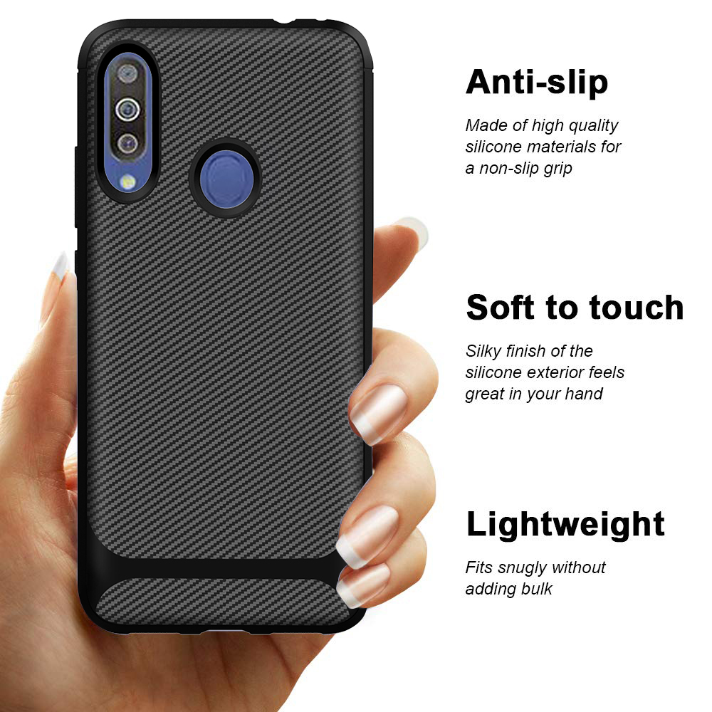 Carbon Fiber Silicon Back Cover For Samsung galaxy M30 Phone Case
