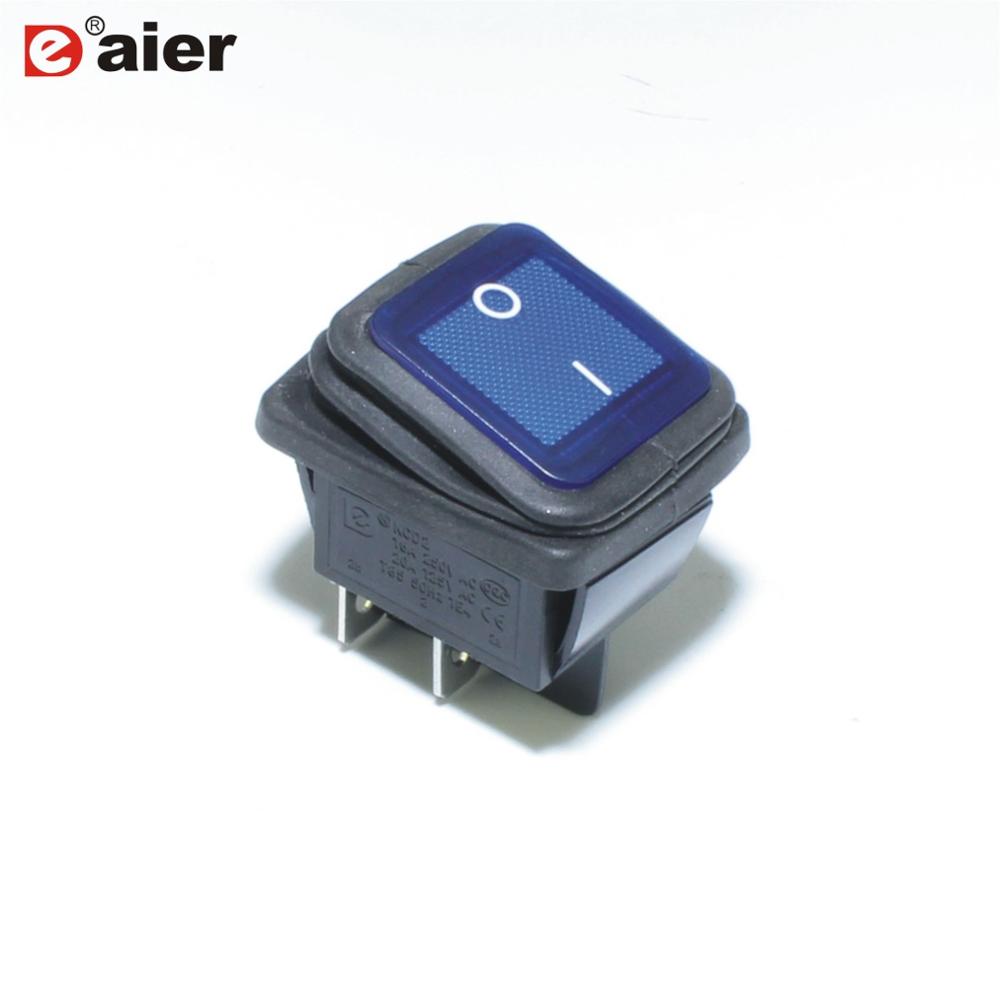 Waterproof Black 2Way ON OFF KCD Rocker Switch 20A 125V 15A 250V Switch Rocker Illuminated Green Water Proof