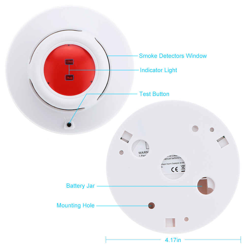 High Sensitive Standalone Photoelectric Smoke Detector MCU Technology Fire Alarm Security System