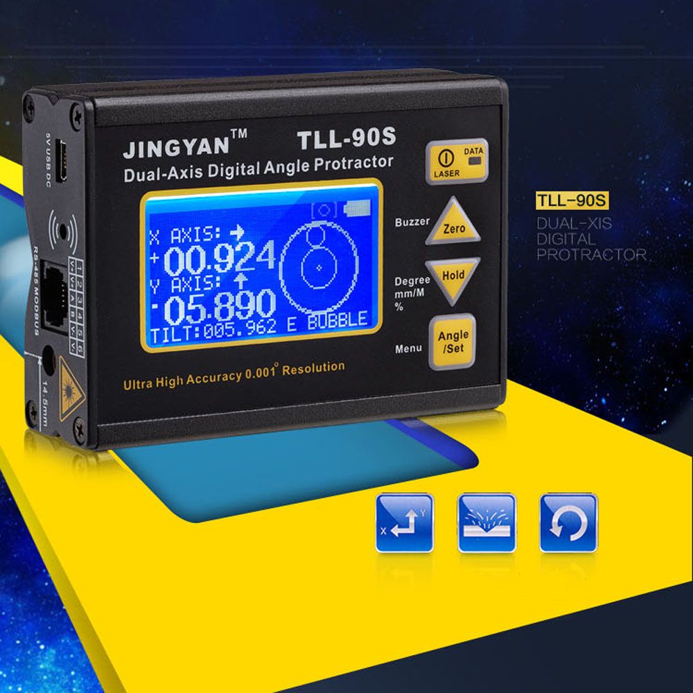 High Precision Digital Laser Level Inclinometer Fine Angle Protractor Angle Meter 0.005 Professional Dual-axis with LCD Display