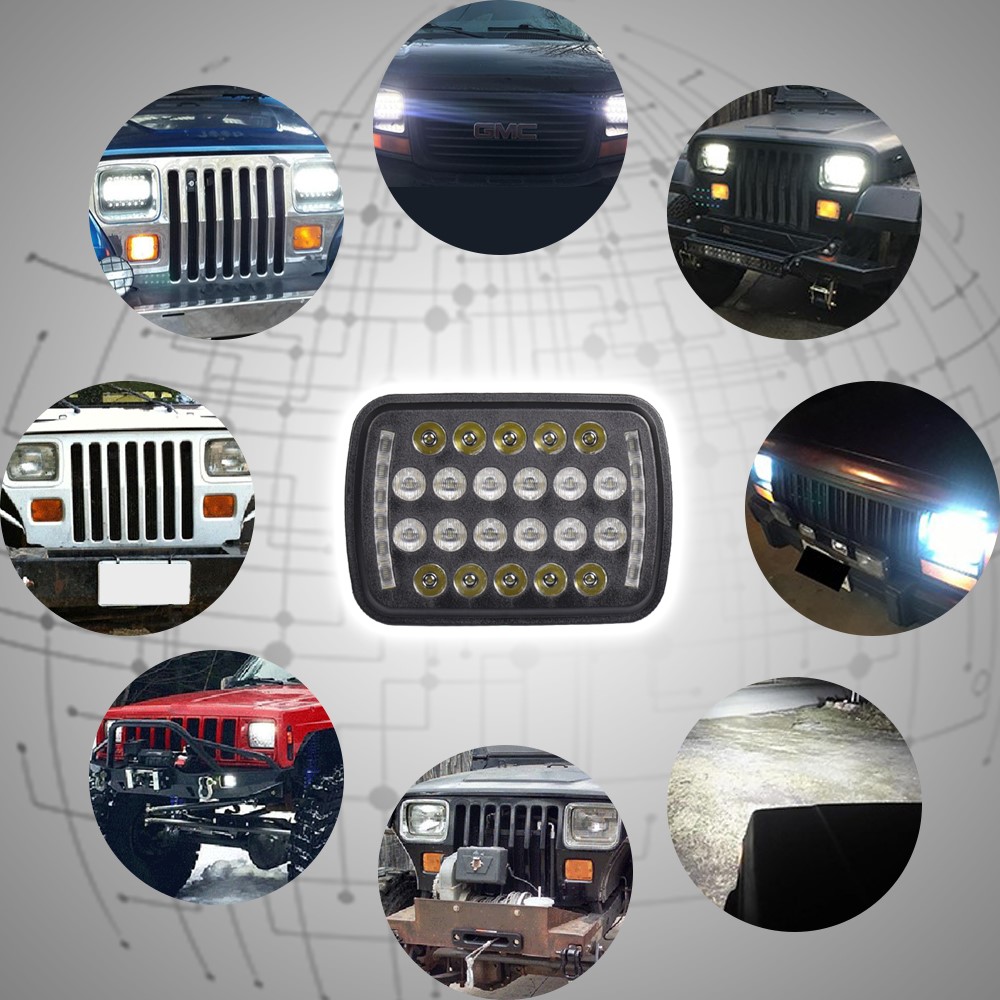 76W 5x7 Led Headlights 7x6 inch  Sealed Beam Headlights with DRL for truck