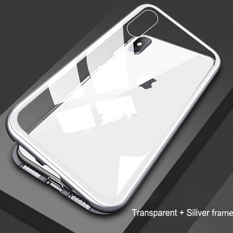 Magnetic Tempered Glass cover For Xiaomi 8 8SE Explorer  flip cell phone Metal case Factory supply.