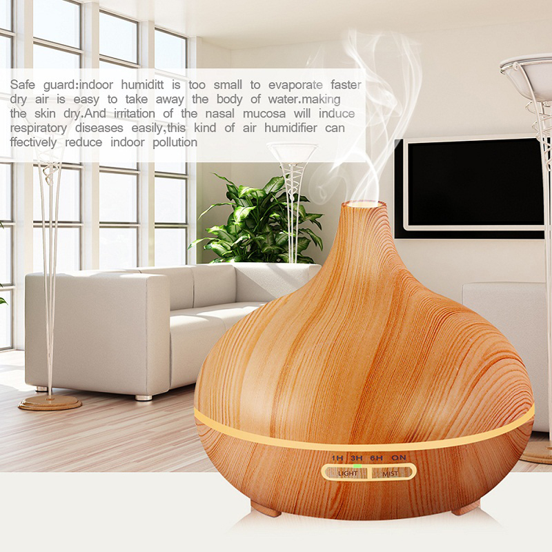 300ml Cool Mist Humidifier Ultrasonic Aroma Essential Oil Diffuser for Office Home Bedroom Living Room Study Yoga Spa - Wood