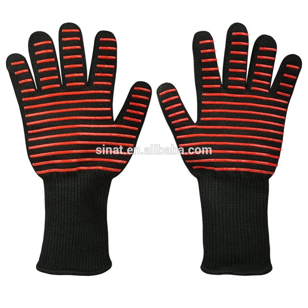 EN407 Anti heat cotton liner Silicone Gloves