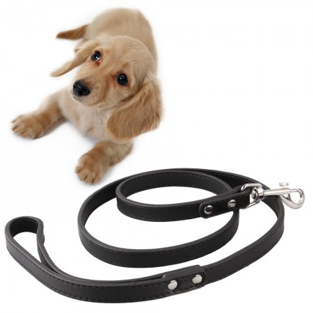 120CM Black Leather Dog Leash