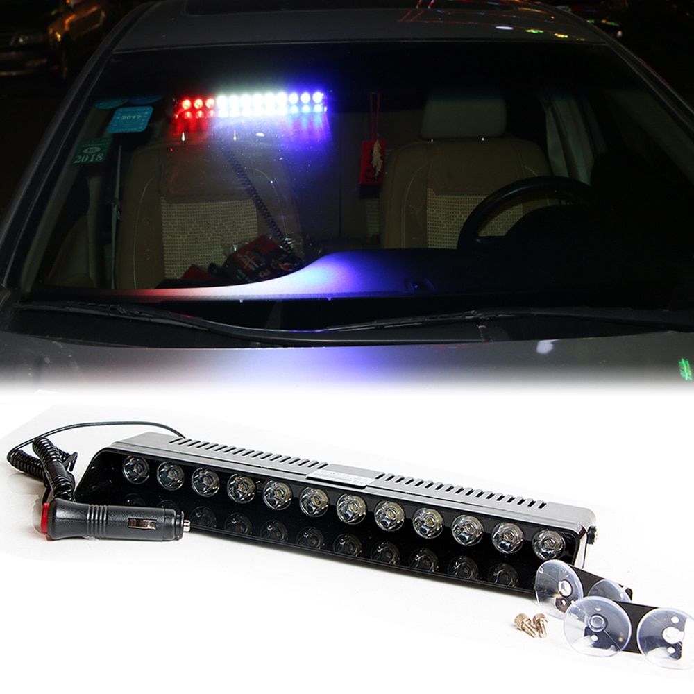 12W12V12LED High Intensity Car Truck Emergency Strobe Flash Police Light front Rear Windshield Warning Light With Suction Cups (