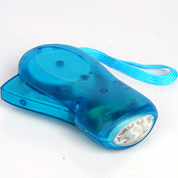 Small Mini Squeeze Powered 3 LED Plastic Flashlight Torch Light