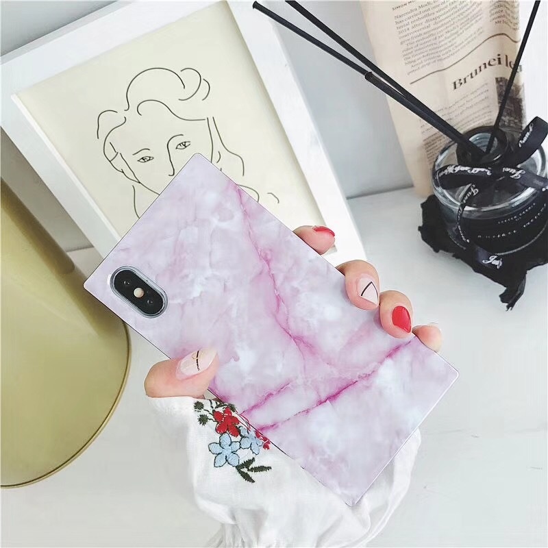 Black Square Marble Case Cover for iPhone Xs Xr, for iPhone Xs Max Rectangle Phone Case