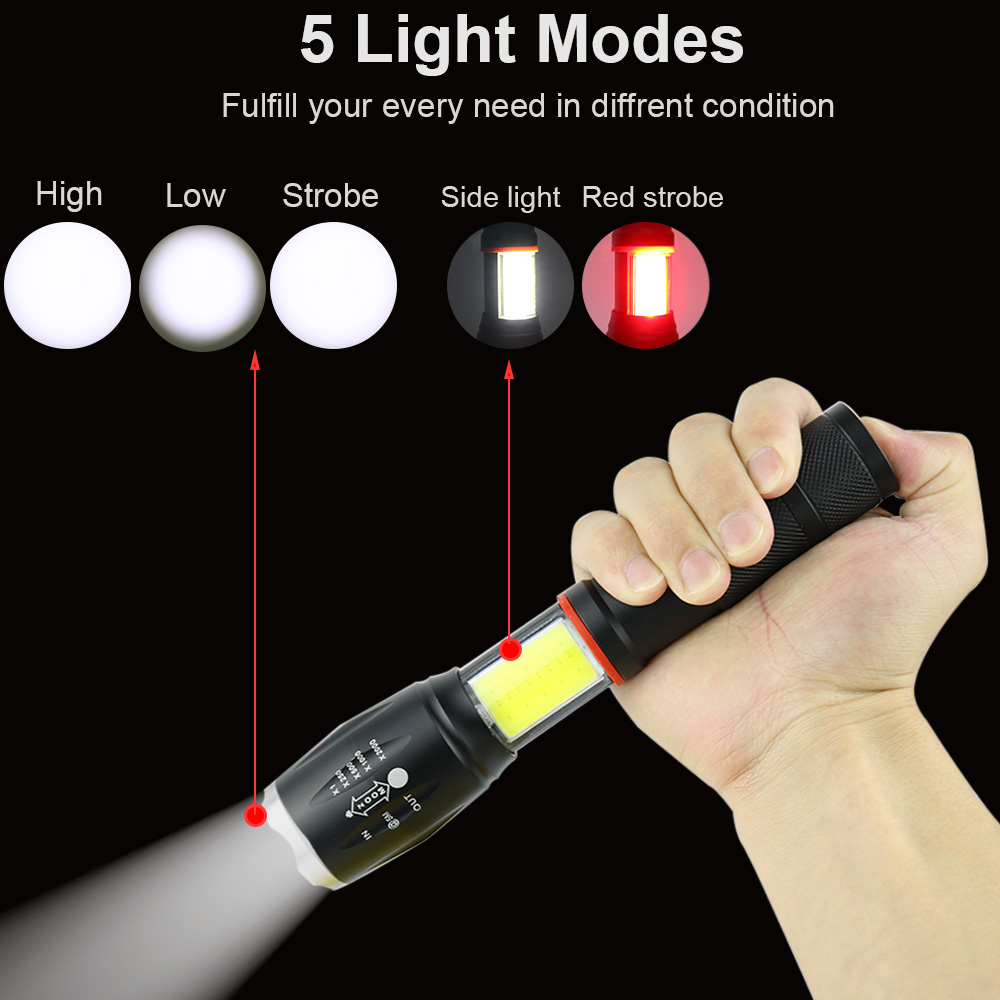 Hot products xm l t6 led torch light, aluminum recargable tactical led Linterna for hunting