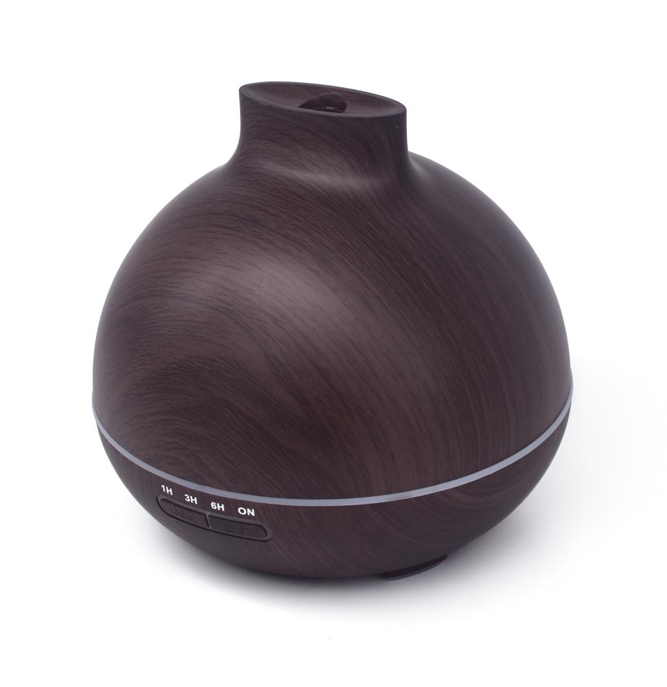 Dark Wood Grain 400ml Large Capacity Essential Oil Diffuser Ultrasonic Aroma Humidifier with Soothing Color LED Light and Timers