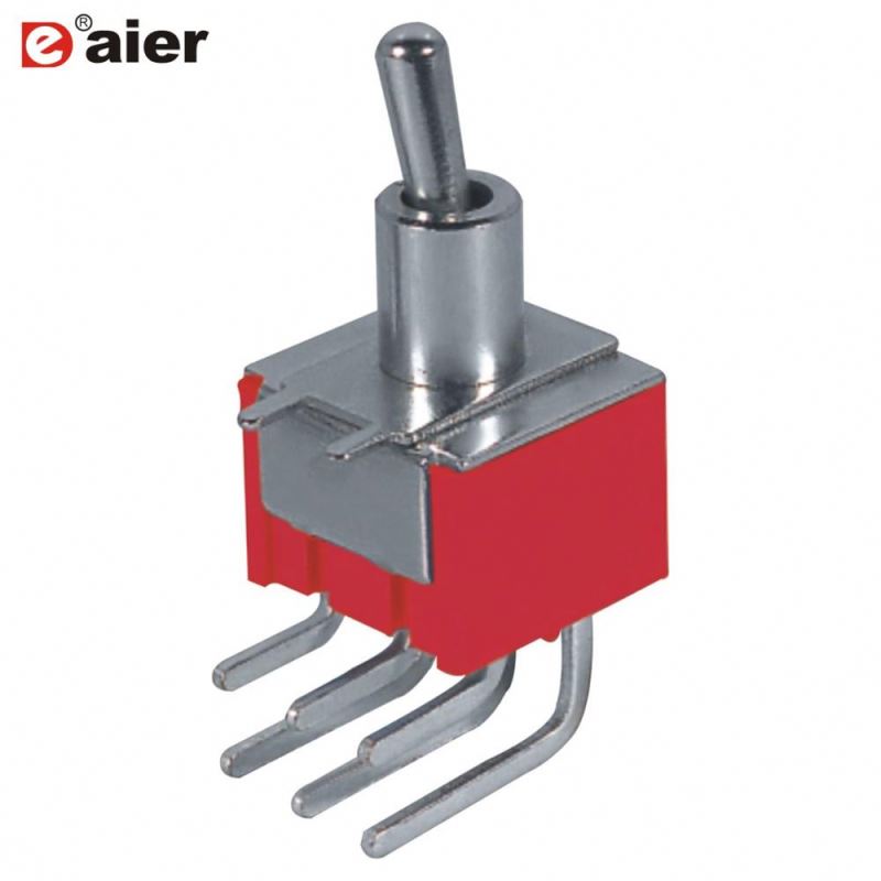 MTS-202-C3 6A DPDT ON-ON Standard Toggle Switch 6 Pin Curved Legs