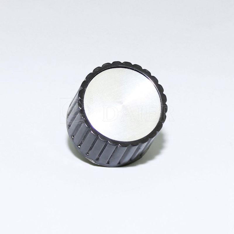 Black Skirted Audio Control Bakelite Knob 6MM Shaft With Aluminum Cap