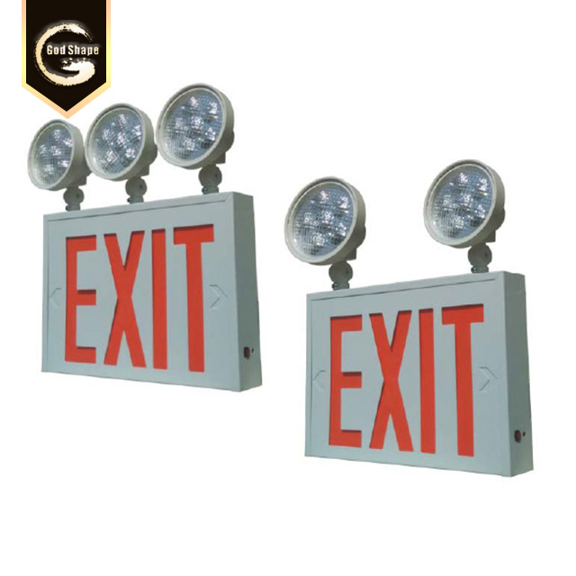 American standard ABS housing rechargeable alarm lights led emergency light fire safety Combo exit sign with light