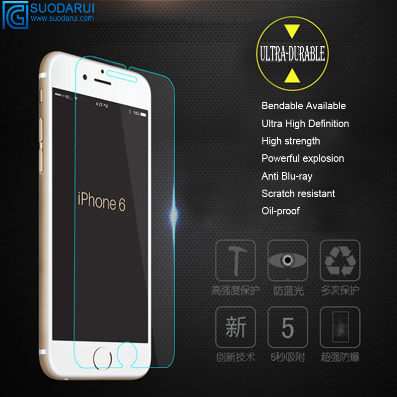 0.26mm 6H Explosion-proof soft Nano-coated Films for iphone 6s glass screen protector for all smart phone