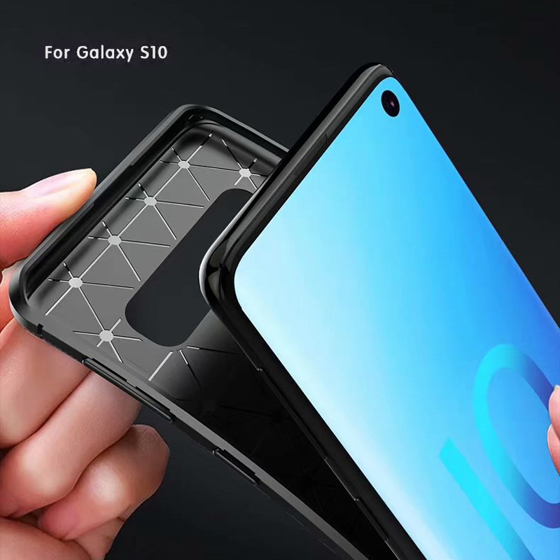 Carbon Fiber 360 Protective phone case For Samsung galaxy S10 TPU Silicone back cover case