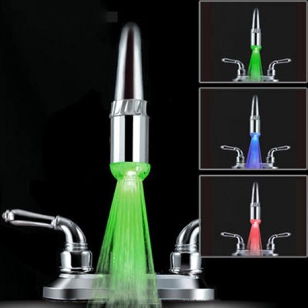 3 Color Changing RGB Temperature Sensor LED Kitchen Faucet Sprayer Nozzle