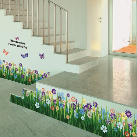 Grass Flower Butterfly Removable Wall Sticker Art DIY Home Decor