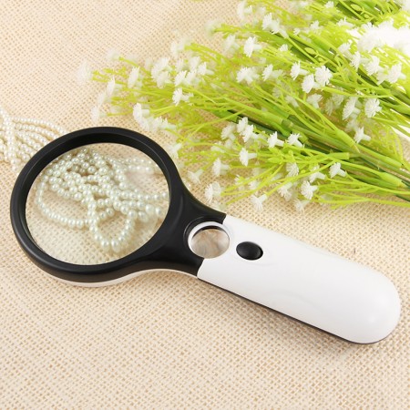 3 LED Light 45 Handheld Magnifier Reading Magnifying Glass Jewelry Loupe