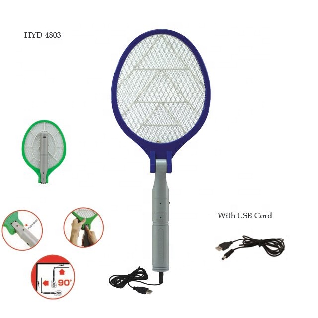 HYD-4803 Foldable USB Cord Rechargeable Mosquito Swatter bug zapper mosquito killer racket