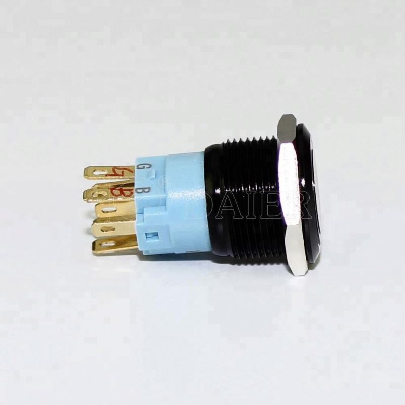 19MM Flat Button Ring Illuminate Momentary Or Latching Waterproof IP67 Metal Waterproof Switch 12V