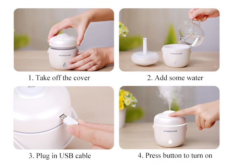 230ML Colorful Mini Portable Spray Air Humidifier Rice Cooker Humidifier with USB Connect Oil Diffuser