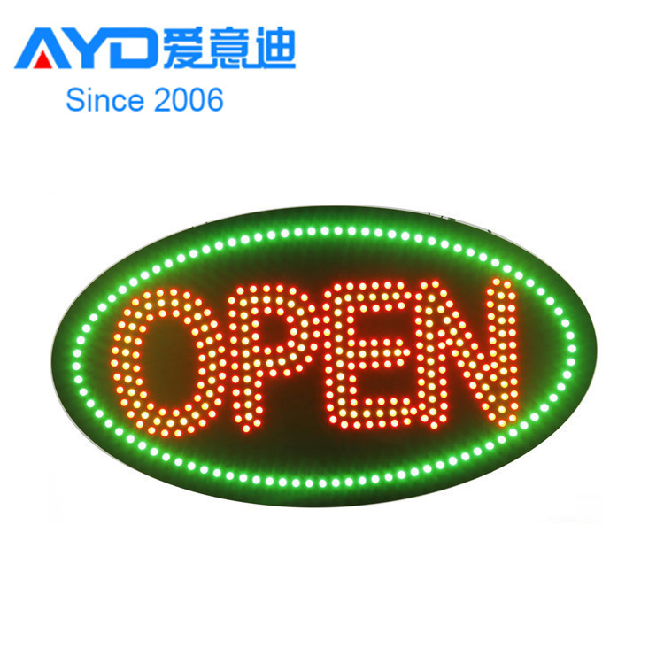 Chinese LED Open Sign in Oval Shape, 15*27Inch Super Bright LED Advertising Board