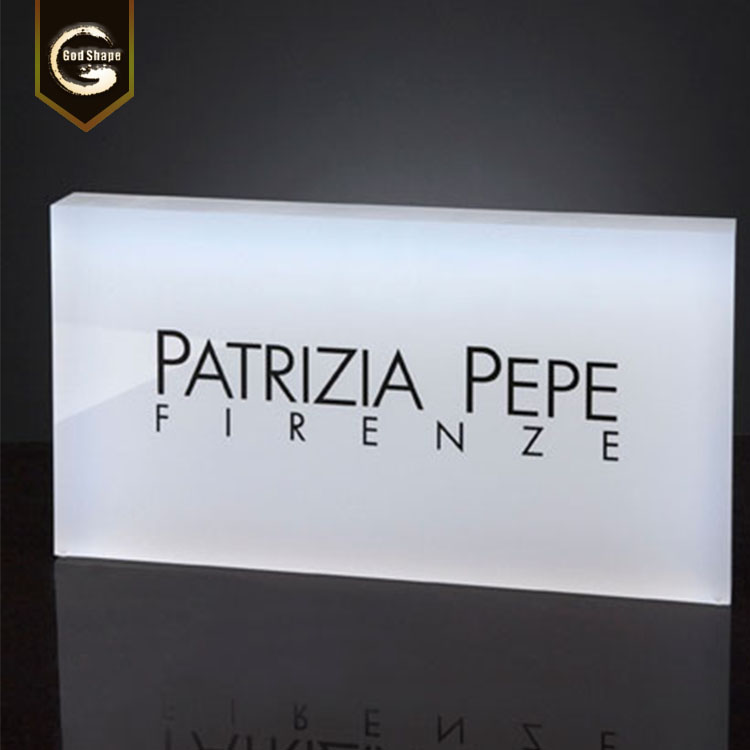 GS China factory square shape illuminated acrylic sign storefront led wall mounted led light box signage
