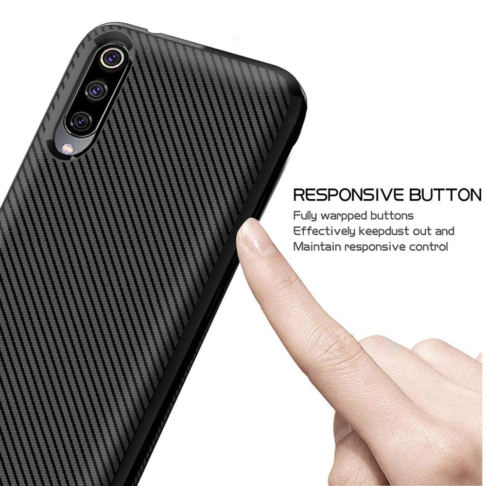 Carbon Fiber Silicon Back Cover For Xiaomi 9 Phone Case