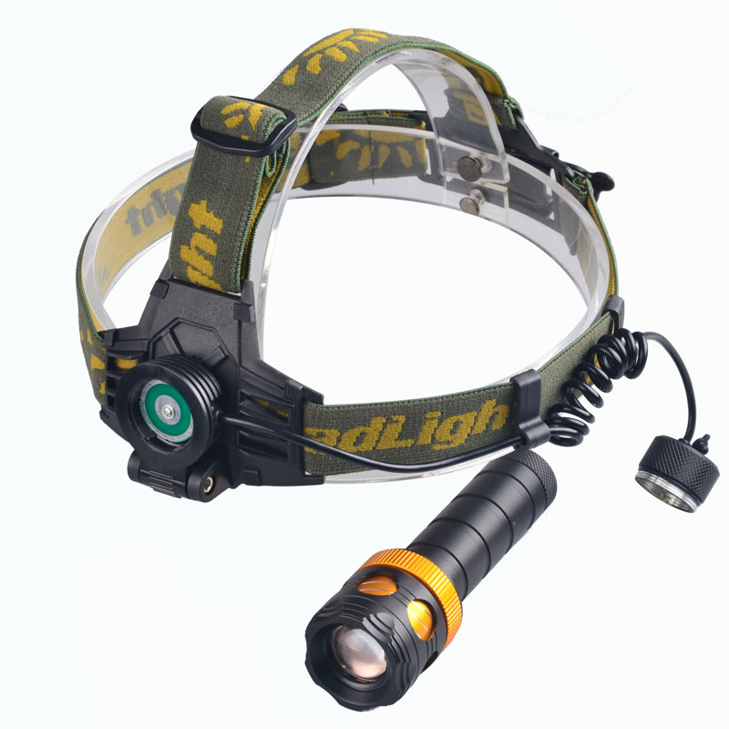 Super Bright Aluminum Rechargeable High Power Zoom LED Headlamp Flashlight for Camping