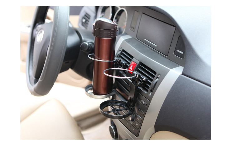 Car Air-Outlet Folding Cup Holder Drink Holder with Fan - Black + Silver