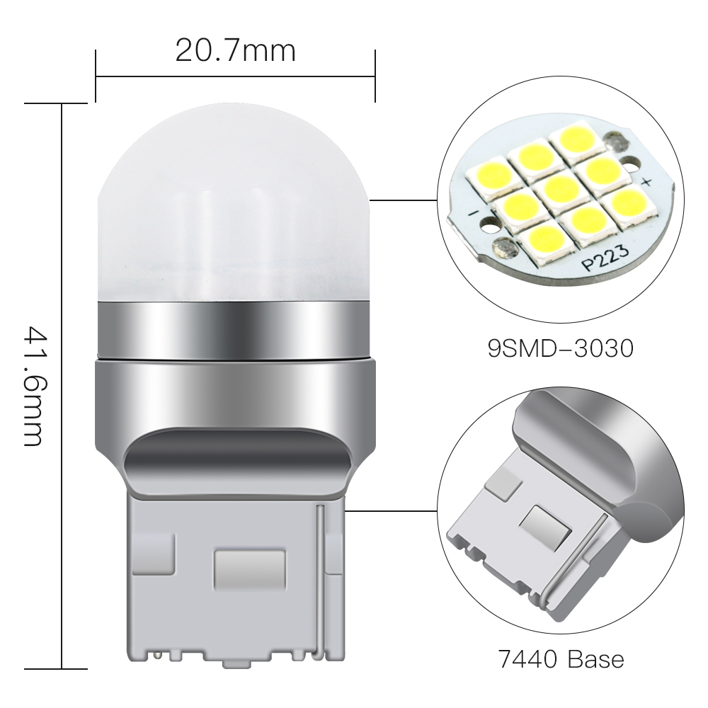 Car Side Indicator Led T20 Brake Light Canbus 7440 9Smd 3030 12V Turn Signal Bulb