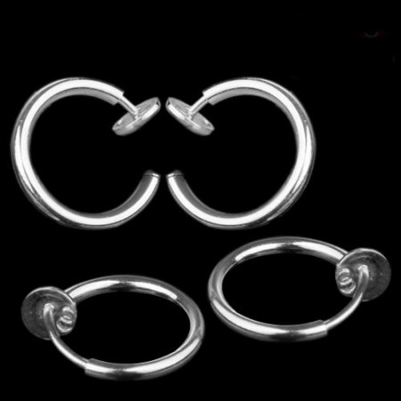 8PCS Fashion Punk Clip On Fake Nose Lip Hoop Rings Earrings Body Piercing