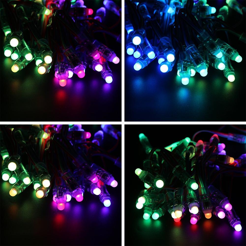 50pcs/string DC5V 12mm WS2811 addressable RGB led smart pixel node,with all color wire,IP68 rated