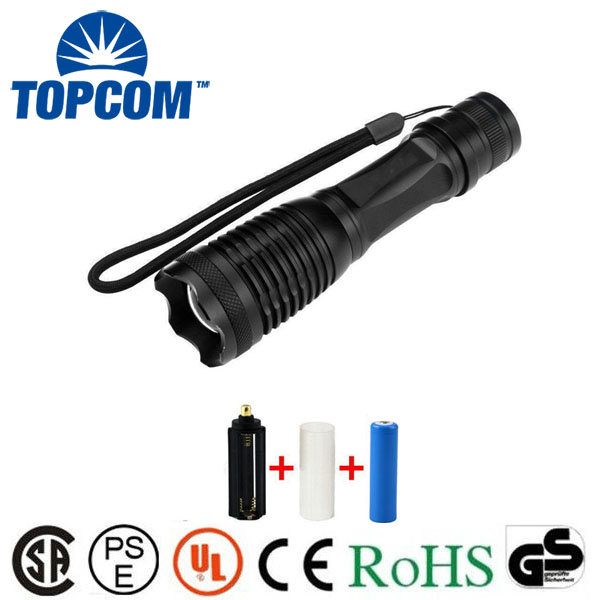 2000 Lumen Expedition Handheld Flashlight Led With Charger, 18650 2000mAh Rechargeable Battery and Sleeve, AAA Battery Holder