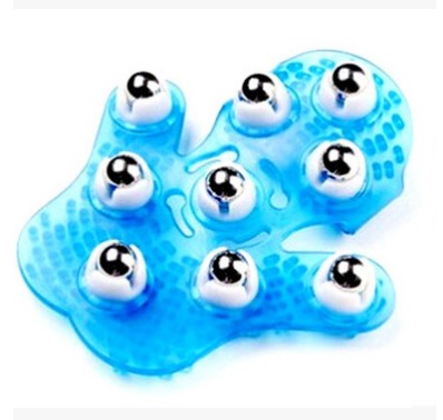 Funny 9 steel Rotating Ball Massage Glove 360 Degree Body roller Massager