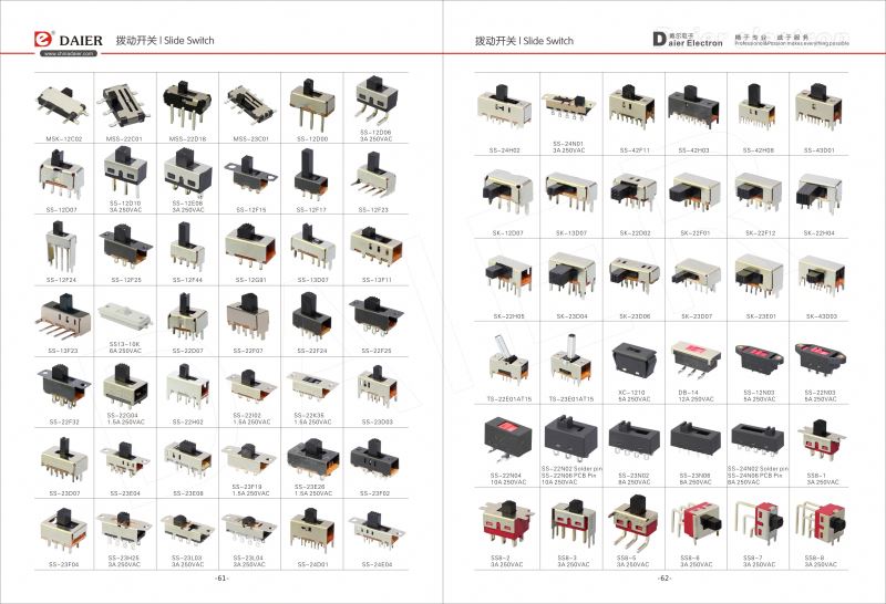 Single Pole Double Throw 3Pin PCB Terminal Horizontal Slide Switch