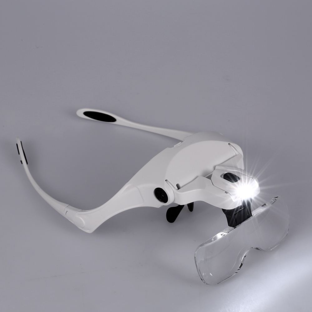 1.0X-3.5X Magnifier 5 Lens Adjustable Bracket microscope portable Glasses Loupe magnifying glass with 2 Lights Magnifying Tool