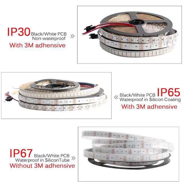 APA102 1m to 5m DC5V Digital Strip Light Smart LED Pixel 30/60/144Leds/m IP30/IP65/IP67 Waterproof Individually addressable